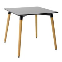 Set de 5 buc masa si scaune Ezra-Natali plastic PP-MDF culoare negru-natural 80x80x76 cm - 5