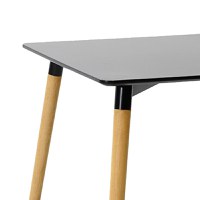 Set de 5 buc masa si scaune Ezra-Natali plastic PP-MDF culoare negru-natural 80x80x76 cm - 6
