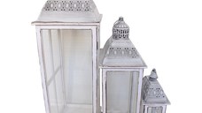 Set de felinare 3 buc Jux Pako World Alb 33.5x27.5x88 cm