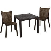 Set de gradina masa si scaune Explore-Confident set 3 piese plastic maro 90x90x73.5 cm - 2