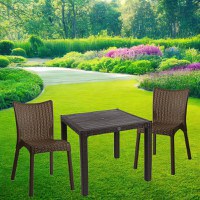 Set de gradina masa si scaune Explore-Confident set 3 piese plastic maro 90x90x73.5 cm - 1