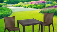 Set de gradina masa si scaune Explore-Confident set 3 piese plastic maro 90x90x73.5 cm