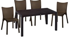 Set de gradina masa si scaune Explore-Confident set 5 piese plastic maro 150x90x73.5 cm