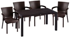 Set de gradina masa si scaune Explore-Festive set 5 piese plastic maro 150x90x73.5cm