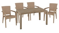 Set de gradina masa si scaune Explore, Halcyon set 5 piese plastic cappuccino 150x90x73.5cm