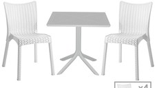 Set de gradina masa si scaune Groovy-Confident set 5 piese plastic alb 80x80x74.5cm