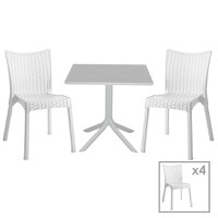 Set de gradina masa si scaune Groovy-Confident set 5 piese plastic alb 80x80x74.5cm - 1