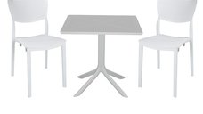 Set de gradina masa si scaune Groovy-Ignite set 3 piese plastic alb 80x80x74.5cm