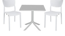 Set de gradina masa si scaune Groovy-Ignite set 3 piese plastic alb 80x80x74.5cm