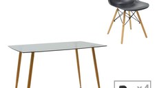 Set dining Chloe-Julita, Pako World, 5 piese, Antracit, 120x70x75 cm