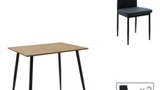 Set dining Cuba-Parker, Pako World, 5 piese, MDF, Sonoma-Negru, 70x70x75 cm