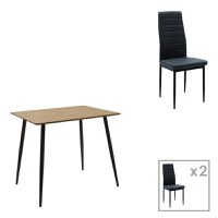 Set dining Cuba-Parker, Pako World, 5 piese, MDF, Sonoma-Negru, 70x70x75 cm - 1