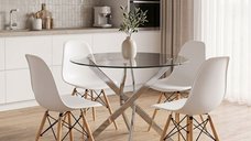Set dining Julita Antoro, 5 piese, Transparent, 80x80x75 cm
