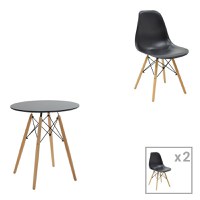 Set dining Julita, Pako World, 3 piese, MDF, Natural, 60x60x73 cm - 1