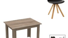 Set dining Manka-Caron, Pako World, 5 piese, Negru-Sonoma, 110x80x77 cm