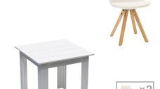 Set dining Manka I-Caron, Pako World, 3 piese, Alb, 80x80x77 cm