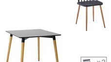 Set dining Natali-Aurora I, Pako World, Negru-Natural, 80x80x76 cm