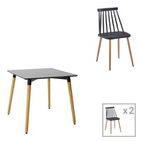 Set dining Natali-Aurora I, Pako World, Negru-Natural, 80x80x76 cm - 1