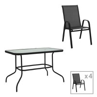 Set dining Valor-Calan, Pako World, Metal, Negru, textil, 110x60x70 cm - 1