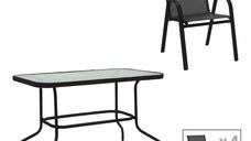 Set dining Valor-Calan, Pako World, Metal, Negru, textil, 110x60x70 cm