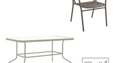 Set dining Valor-Sussie, Pako World, Metal, Sampanie, 110x60x70 cm