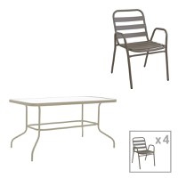 Set dining Valor-Sussie, Pako World, Metal, Sampanie, 110x60x70 cm - 1