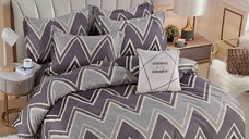 Set Lenjerie cu Elastic 180x200 Dormy Crest, 6 Piese din Finet