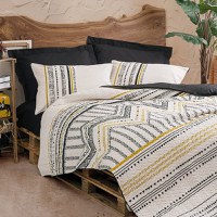 Set Lenjerie si Cuvertura Elvira Negru (Bumbac 100%) - 1