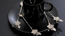 Set lingurite cafea floricica 6 bucati PLT0494 Argintiu 13.5x3x0.2 cm
