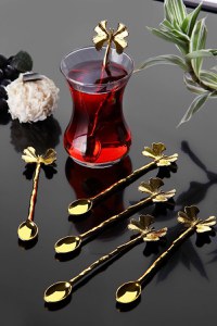 Set lingurite cafea fluturas 6 bucati PLTN114 Auriu 3x1.6x12 cm - 1