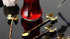 Set lingurite cafea fluturas 6 bucati PLTN114 Auriu 3x1.6x12 cm