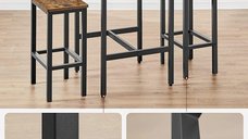 Set masa de bar, Vasagle, Maro-Negru, 60x60x90 cm