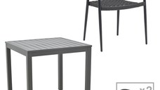 Set masa si scaune 3 buc de gradina Freiburg-Kliton Pako World Antracit 80x80x74 cm