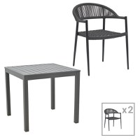 Set masa si scaune 3 buc de gradina Freiburg-Kliton Pako World Antracit 80x80x74 cm - 1