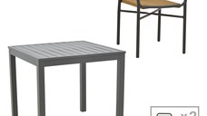 Set masa si scaune 3 buc de gradina Kliton-Clutch Pako World Antracit 80x80x74 cm