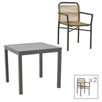 Set masa si scaune 3 buc de gradina Kliton-Clutch Pako World Antracit 80x80x74 cm - 1