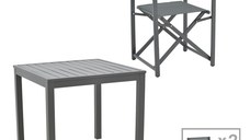 Set masa si scaune 3 buc de gradina Mabu-Kliton Pako World Antracit 80x80x74 cm