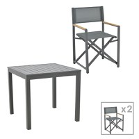 Set masa si scaune 3 buc de gradina Mabu-Kliton Pako World Antracit 80x80x74 cm - 1