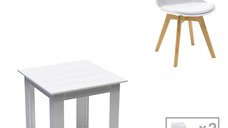 Set masa si scaune 3 piese Manka-Gaston Alb 80x80x77 cm