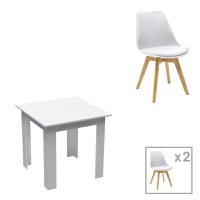 Set masa si scaune 3 piese Manka-Gaston Alb 80x80x77 cm - 1