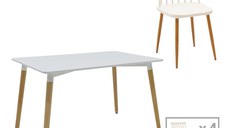 Set masa si scaune 5 buc Aurora-Natali Pako World Alb 120x80x76 cm