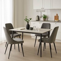 Set masa si scaune 5 buc Azori-Gustas Antracit 120x60x75 cm - 1