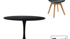 Set masa si scaune 5 buc Balou Pako World Negru 120x120x75 cm