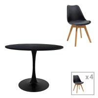 Set masa si scaune 5 buc Balou Pako World Negru 120x120x75 cm - 1