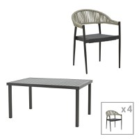 Set masa si scaune 5 buc de gradina Elation-Kliton Pako World Antracit 150x80x74 cm - 1
