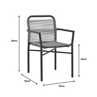 Set masa si scaune 5 buc de gradina Kliton Pako World Antracit 150x80x74 cm - 14