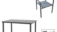 Set masa si scaune 5 buc de gradina Moly-Kliton B Pako World Antracit 150x80x74 cm
