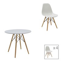 Set masa si scaune 5 piese Julita Alb 80x80x73 cm - 1