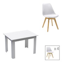 Set masa si scaune 5 piese Manka-Gaston Alb 110x80x77 cm - 1