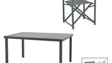 Set masa si scaune 7 buc de gradina Mabu-Kliton Pako World Antracit 150x80x74 cm